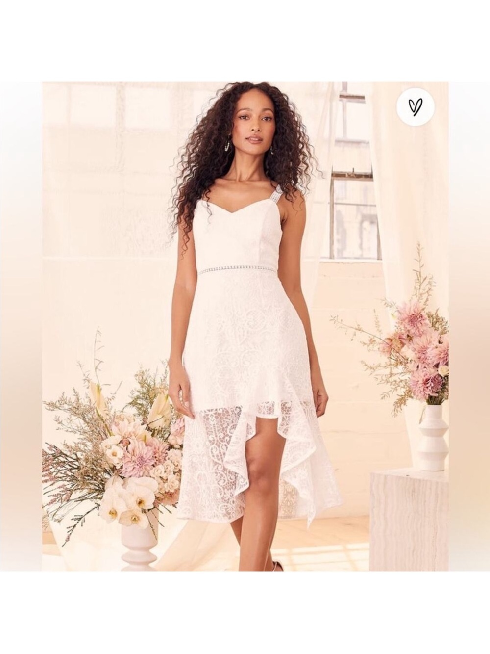 Lulu's Women's Today's Your Day White Embroidered Lace Midi Dress NWT Size L